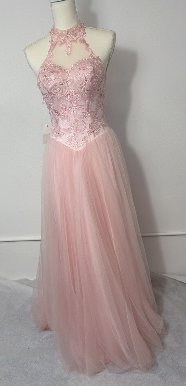 QXMYOO Ball Gown Quinceanera Dress Sweet Prom Party Princess Pink Tulle Halter 4